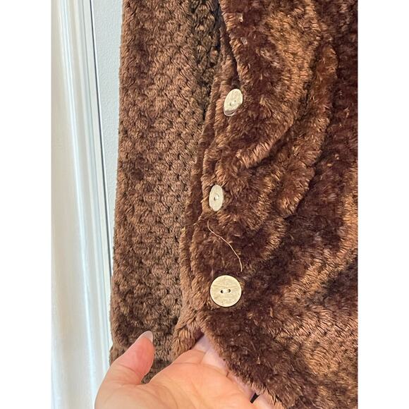Brown Coffee Soft Cozy Fluffy Button-down Hoodie-Jacket Small - Picture 2 of 7